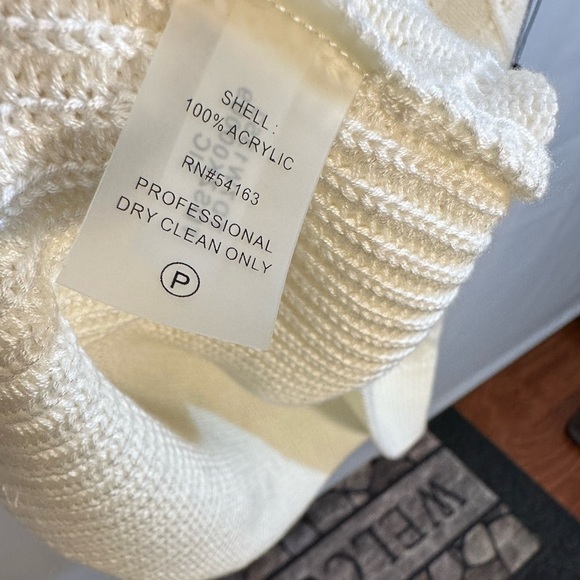 Tommy Hilfiger Womens Size M Long Sleeve Textured Knit Sweater Dress Cream - Picture 15 of 15